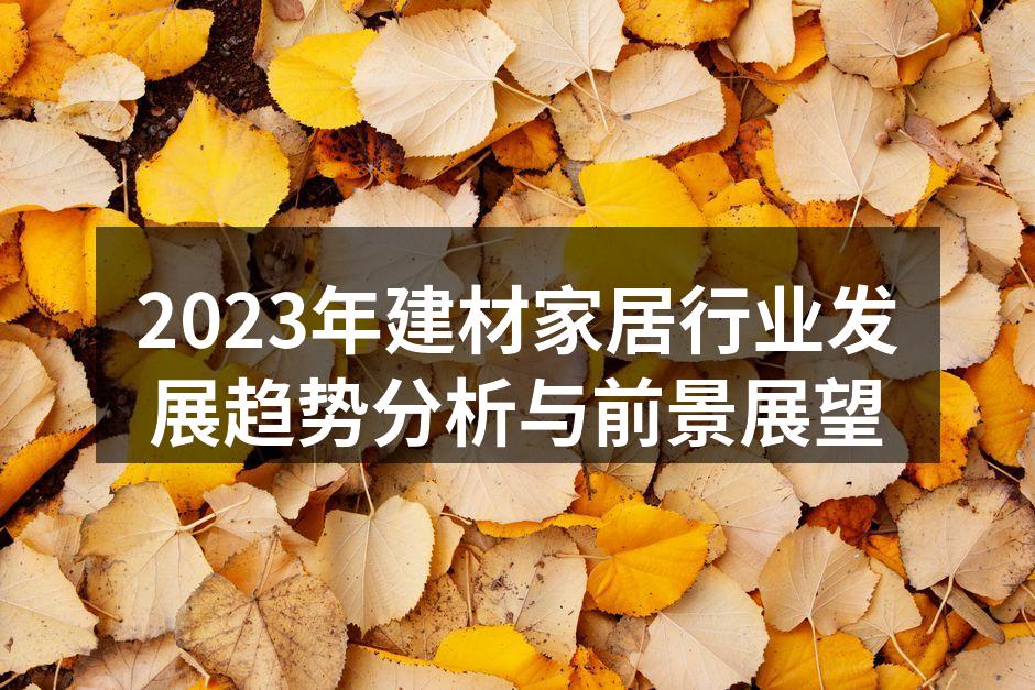 2023年建材家居行业发展趋势分析与前景展望